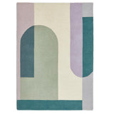 Bauhaus Graphic 1 Modern Abstract Hand-Woven Wool Green/Cream/Lillac/Multicolour Rug