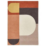 Bauhaus Graphic 2 Modern Abstract Hand-Woven Wool Orange/Tan/Brown/Cream/Yellow/Multicolour Rug