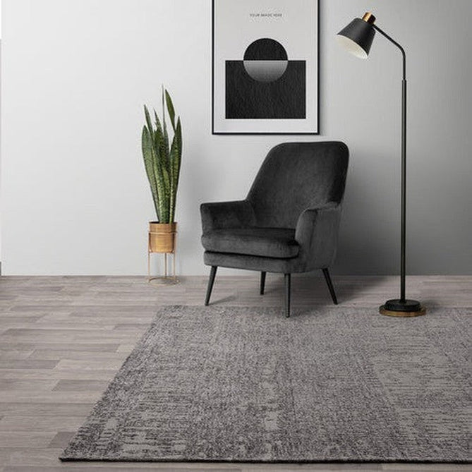 Beau Modern Abstract Distressed Shimmer Soft Textured Flatweave Carbon Grey/Silver/Ivory Rug-Asiatic Carpets-Rug Love - The Most Loved Rug Store