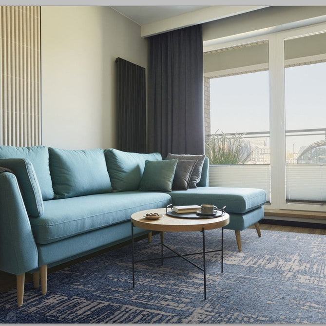 Beau Modern Abstract Distressed Shimmer Soft Textured Flatweave Denim Blue/Ivory Rug-Asiatic Carpets-Rug Love - The Most Loved Rug Store