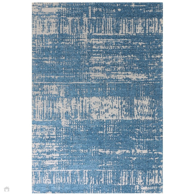 Beau Modern Abstract Distressed Shimmer Soft Textured Flatweave Denim Blue/Ivory Rug-Asiatic Carpets-Rug Love - The Most Loved Rug Store