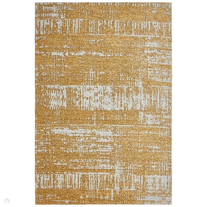 Beau Modern Abstract Distressed Shimmer Soft Textured Flatweave Gold/Grey/Beige Rug 120 x 170 cm
