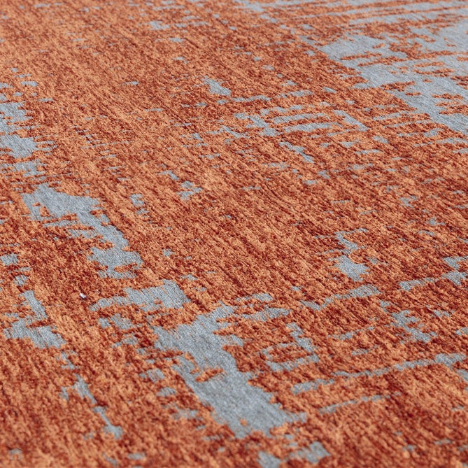 Beau Modern Abstract Distressed Shimmer Soft Textured Flatweave Marmalade Orange/Muted Grey Rug-Asiatic Carpets-Rug Love - The Most Loved Rug Store