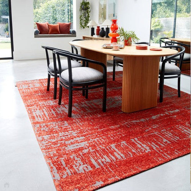 Beau Modern Abstract Distressed Shimmer Soft Textured Flatweave Marmalade Orange/Muted Grey Rug-Asiatic Carpets-Rug Love - The Most Loved Rug Store