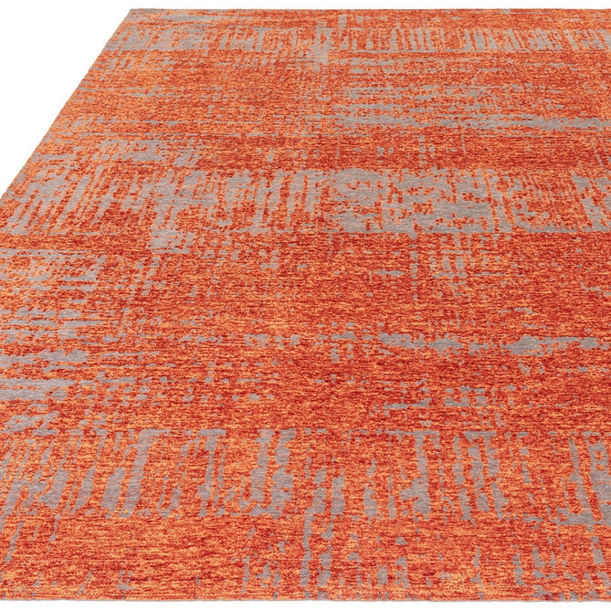 Beau Modern Abstract Distressed Shimmer Soft Textured Flatweave Marmalade Orange/Muted Grey Rug-Asiatic Carpets-Rug Love - The Most Loved Rug Store