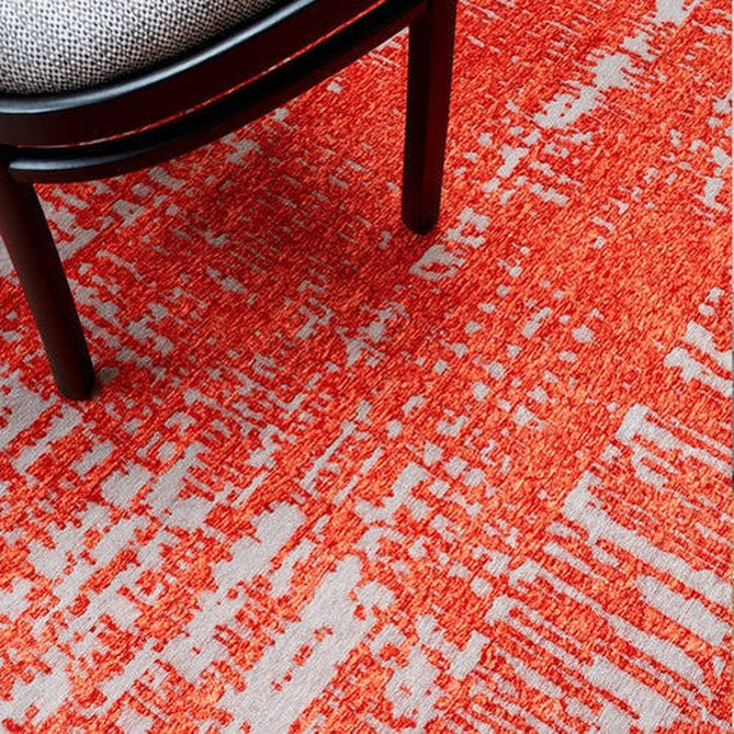 Beau Modern Abstract Distressed Shimmer Soft Textured Flatweave Marmalade Orange/Muted Grey Rug-Asiatic Carpets-Rug Love - The Most Loved Rug Store