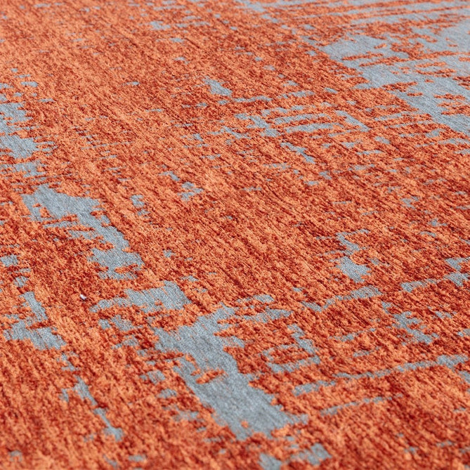 Beau Modern Abstract Distressed Shimmer Soft Textured Flatweave Marmalade Orange/Muted Grey Rug-Asiatic Carpets-Rug Love - The Most Loved Rug Store