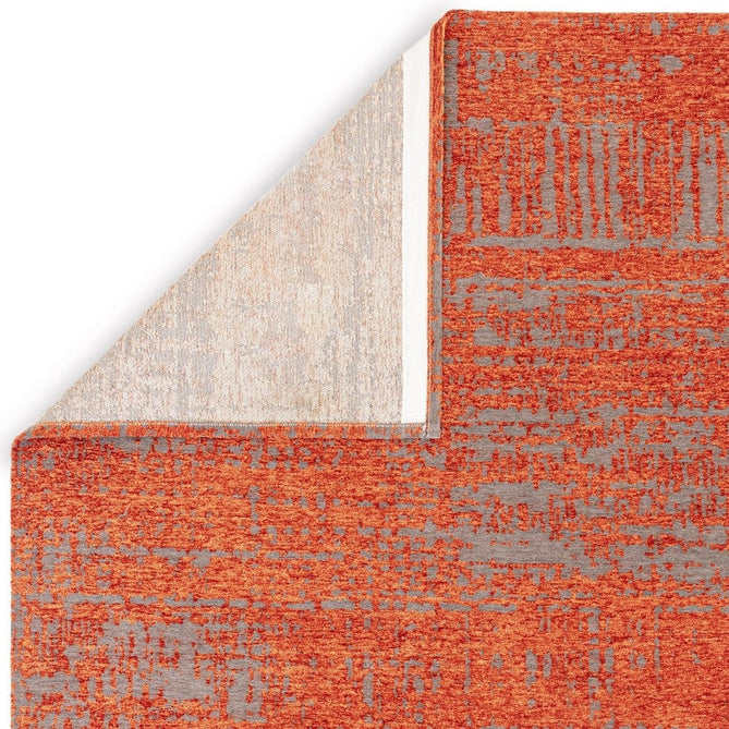 Beau Modern Abstract Distressed Shimmer Soft Textured Flatweave Marmalade Orange/Muted Grey Rug-Asiatic Carpets-Rug Love - The Most Loved Rug Store