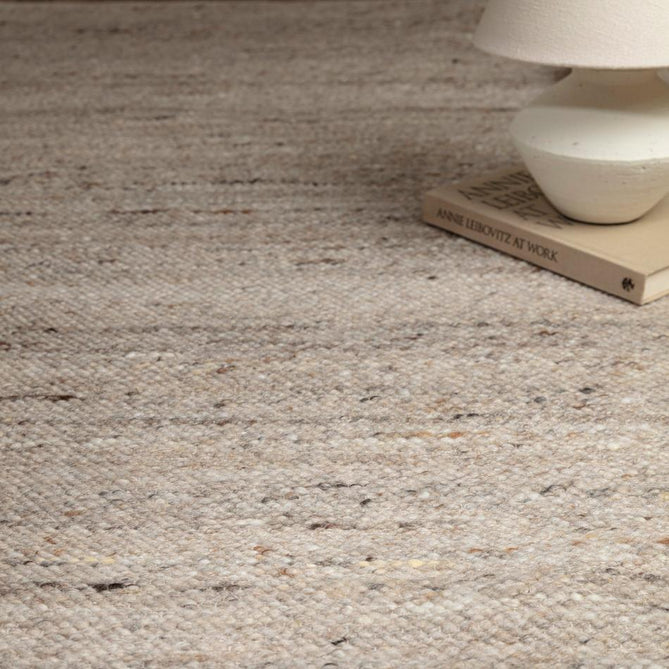 Birkdale Modern Plain Tonal Hand-Woven Textured Looped Pile Durable Wool Blend Flatweave Soft Natural Beige Rug