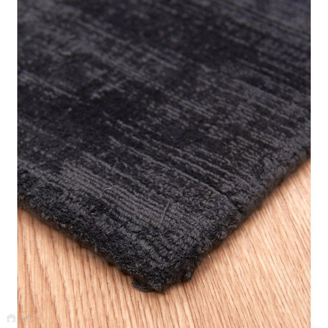 Blade Border Modern Plain Distressed Shimmer Hand-Woven Textured Silky Viscose Flatweave Charcoal/Silver Rug-Asiatic Carpets-Rug Love - The Most Loved Rug Store