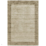 Blade Border Modern Plain Distressed Shimmer Hand-Woven Textured Silky Viscose Flatweave Smoke/Putty Rug
