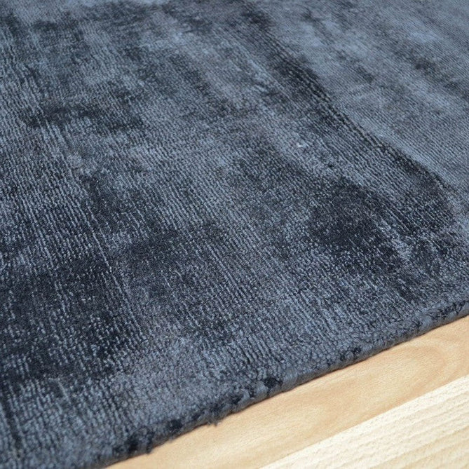 Blade Modern Plain Distressed Shimmer Hand-Woven Textured Silky Viscose Flatweave Charcoal Grey Runner-Asiatic Carpets-Rug Love - The Most Loved Rug Store
