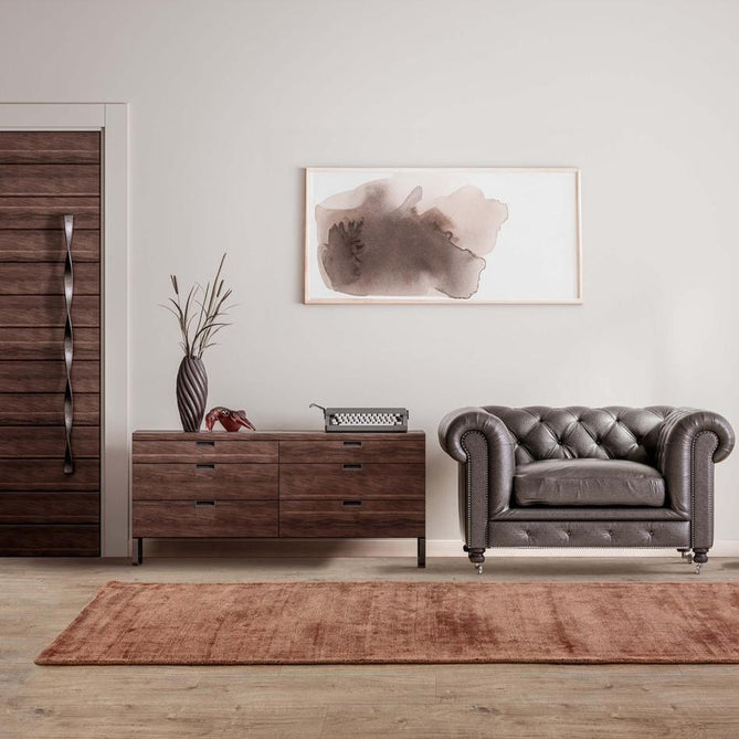 Blade Modern Plain Distressed Shimmer Hand-Woven Textured Silky Viscose Flatweave Earth Terracotta Runner-Asiatic Carpets-Rug Love - The Most Loved Rug Store
