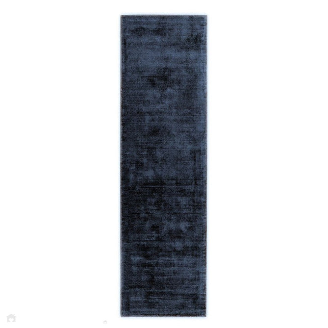 Blade Modern Plain Distressed Shimmer Hand-Woven Textured Silky Viscose Flatweave Navy Runner-Asiatic Carpets-Rug Love - The Most Loved Rug Store
