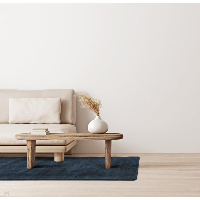 Blade Modern Plain Distressed Shimmer Hand-Woven Textured Silky Viscose Flatweave Navy Runner-Asiatic Carpets-Rug Love - The Most Loved Rug Store