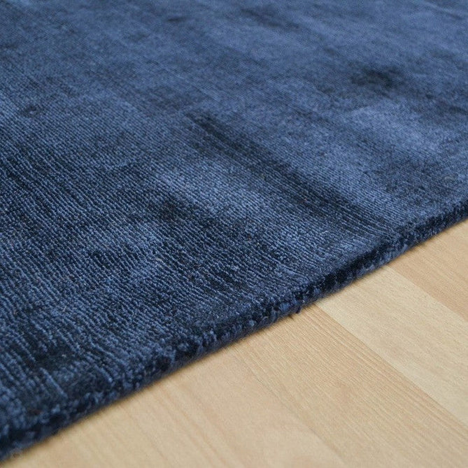 Blade Modern Plain Distressed Shimmer Hand-Woven Textured Silky Viscose Flatweave Navy Runner-Asiatic Carpets-Rug Love - The Most Loved Rug Store