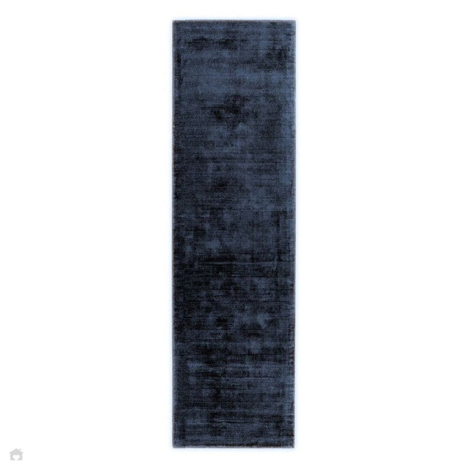 Blade Modern Plain Distressed Shimmer Hand-Woven Textured Silky Viscose Flatweave Navy Runner-Asiatic Carpets-Rug Love - The Most Loved Rug Store