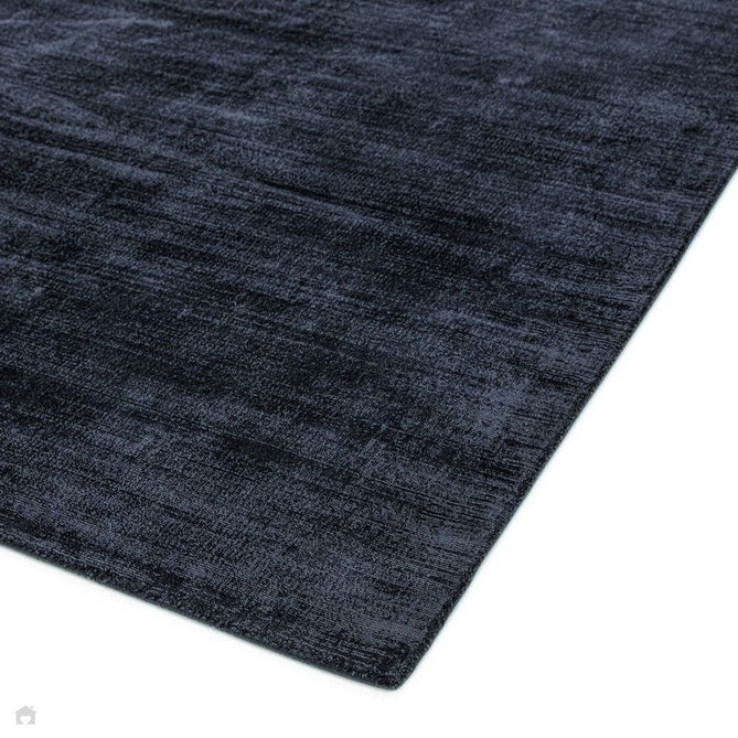 Blade Modern Plain Distressed Shimmer Hand-Woven Textured Silky Viscose Flatweave Navy Runner-Asiatic Carpets-Rug Love - The Most Loved Rug Store