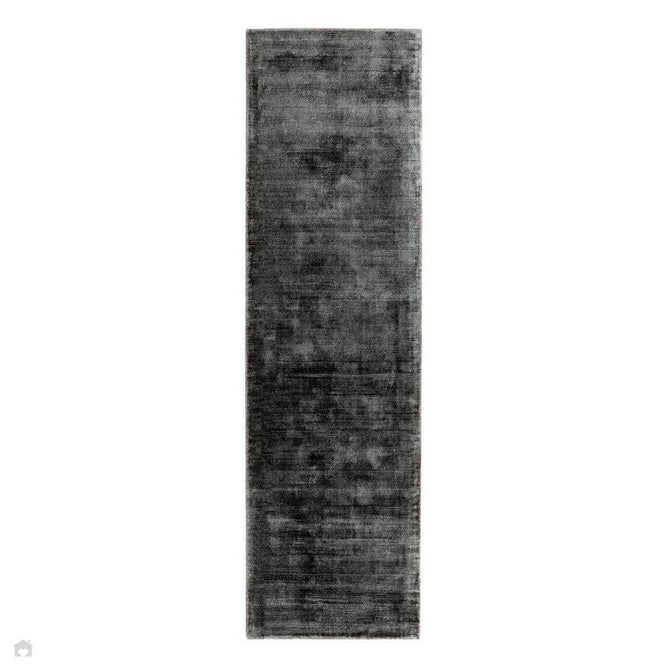 Blade Modern Plain Distressed Tonal Metallic Shimmer Hand-Woven Soft Textured Tip Sheared Loop Pile Silky Viscose Flatweave Charcoal Grey Runner 066 x 240 cm