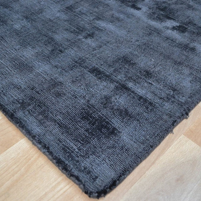 Blade Modern Plain Distressed Tonal Metallic Shimmer Hand-Woven Soft Textured Tip Sheared Loop Pile Silky Viscose Flatweave Charcoal Grey Runner-Asiatic Carpets-Rug Love - The Most Loved Rug Store