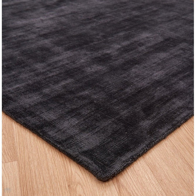 Blade Modern Plain Distressed Tonal Metallic Shimmer Hand-Woven Soft Textured Tip Sheared Loop Pile Silky Viscose Flatweave Charcoal Grey Runner-Asiatic Carpets-Rug Love - The Most Loved Rug Store