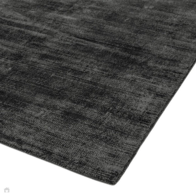 Blade Modern Plain Distressed Tonal Metallic Shimmer Hand-Woven Soft Textured Tip Sheared Loop Pile Silky Viscose Flatweave Charcoal Grey Runner-Asiatic Carpets-Rug Love - The Most Loved Rug Store