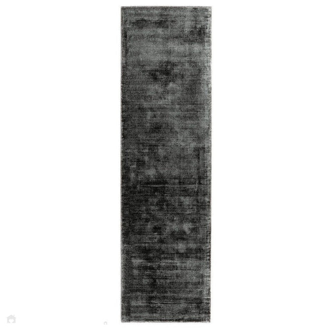 Blade Modern Plain Distressed Tonal Metallic Shimmer Hand-Woven Soft Textured Tip Sheared Loop Pile Silky Viscose Flatweave Charcoal Grey Runner-Asiatic Carpets-Rug Love - The Most Loved Rug Store