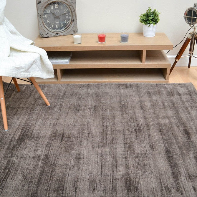 Blade Modern Plain Distressed Tonal Metallic Shimmer Hand-Woven Soft Textured Tip Sheared Loop Pile Silky Viscose Flatweave Chocolate Rug-Asiatic Carpets-Rug Love - The Most Loved Rug Store