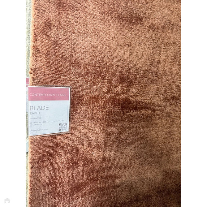 Blade Modern Plain Distressed Tonal Metallic Shimmer Hand-Woven Soft Textured Tip Sheared Loop Pile Silky Viscose Flatweave Earth Terracotta Rug-Asiatic Carpets-Rug Love - The Most Loved Rug Store