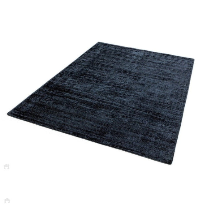 Blade Modern Plain Distressed Tonal Metallic Shimmer Hand-Woven Soft Textured Tip Sheared Loop Pile Silky Viscose Flatweave Navy Rug-Asiatic Carpets-Rug Love - The Most Loved Rug Store