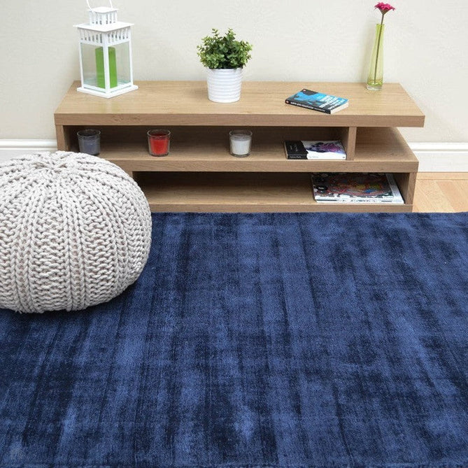 Blade Modern Plain Distressed Tonal Metallic Shimmer Hand-Woven Soft Textured Tip Sheared Loop Pile Silky Viscose Flatweave Navy Rug-Asiatic Carpets-Rug Love - The Most Loved Rug Store