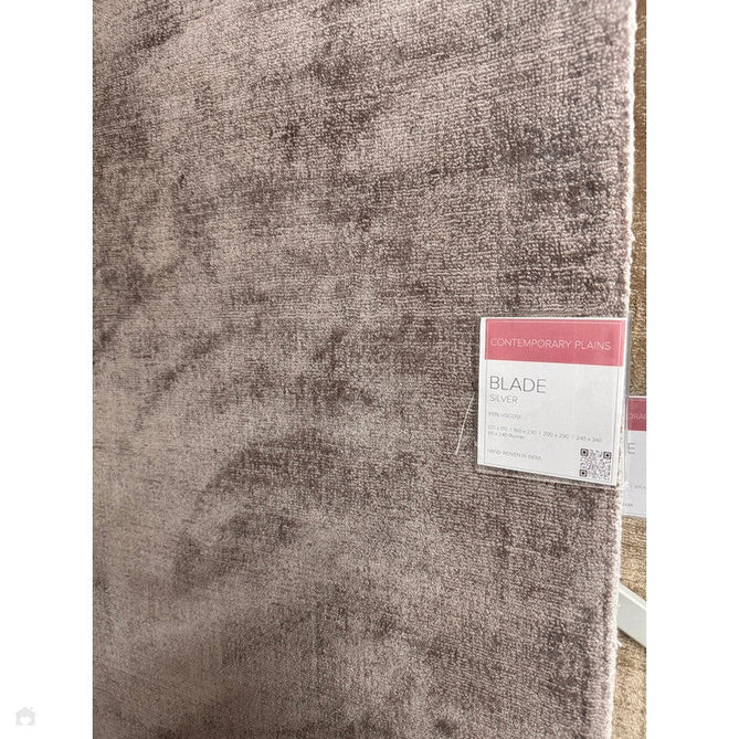 Blade Modern Plain Distressed Tonal Metallic Shimmer Hand-Woven Soft Textured Tip Sheared Loop Pile Silky Viscose Flatweave Silver Rug-Asiatic Carpets-Rug Love - The Most Loved Rug Store