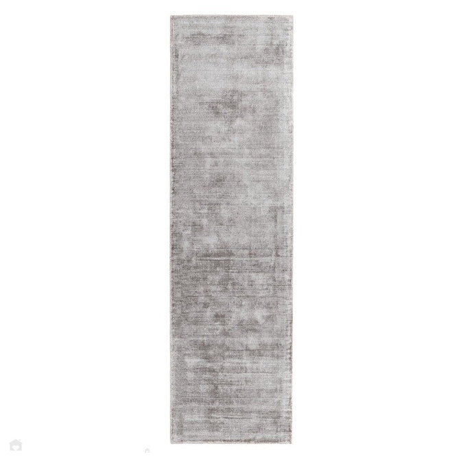 Blade Modern Plain Distressed Tonal Metallic Shimmer Hand-Woven Soft Textured Tip Sheared Loop Pile Silky Viscose Flatweave Silver Runner-Asiatic Carpets-Rug Love - The Most Loved Rug Store