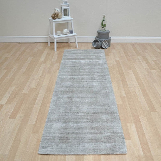 Blade Modern Plain Distressed Tonal Metallic Shimmer Hand-Woven Soft Textured Tip Sheared Loop Pile Silky Viscose Flatweave Smoke Runner-Asiatic Carpets-Rug Love - The Most Loved Rug Store