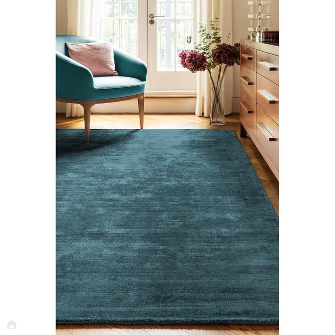 Blade Modern Plain Distressed Tonal Metallic Shimmer Hand-Woven Soft Textured Tip Sheared Loop Pile Silky Viscose Flatweave Teal Rug-Asiatic Carpets-Rug Love - The Most Loved Rug Store