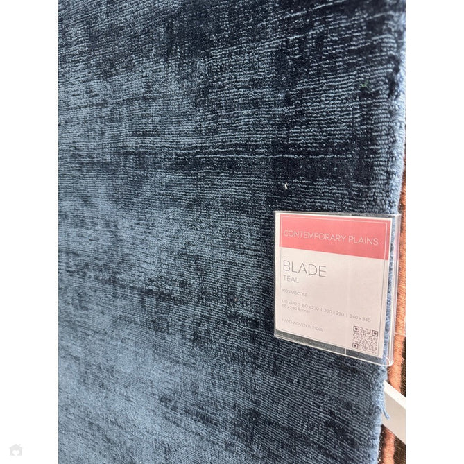 Blade Modern Plain Distressed Tonal Metallic Shimmer Hand-Woven Soft Textured Tip Sheared Loop Pile Silky Viscose Flatweave Teal Rug-Asiatic Carpets-Rug Love - The Most Loved Rug Store