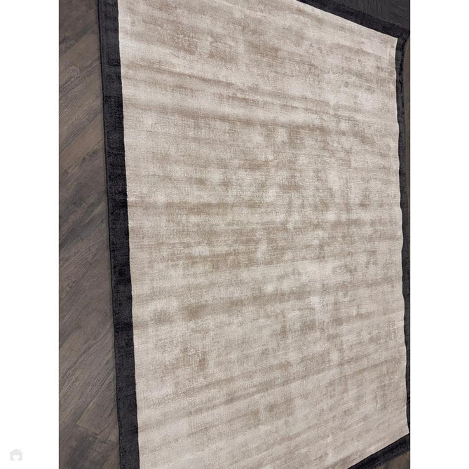 Blade Slim Border Modern Plain Distressed Shimmer Hand-Woven Textured Silky Viscose Flatweave Putty/Charcoal Border Rug-Asiatic Carpets-Rug Love - The Most Loved Rug Store