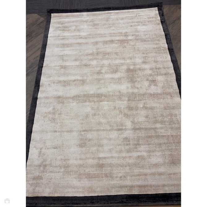 Blade Slim Border Modern Plain Distressed Shimmer Hand-Woven Textured Silky Viscose Flatweave Putty/Charcoal Border Rug-Asiatic Carpets-Rug Love - The Most Loved Rug Store