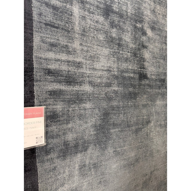 Blade Slim Border Modern Plain Distressed Tonal Metallic Shimmer Hand-Woven Soft Textured Tip Sheared Loop Pile Silky Viscose Flatweave Airforce Blue/Navy Border Rug-Asiatic Carpets-Rug Love - The Most Loved Rug Store
