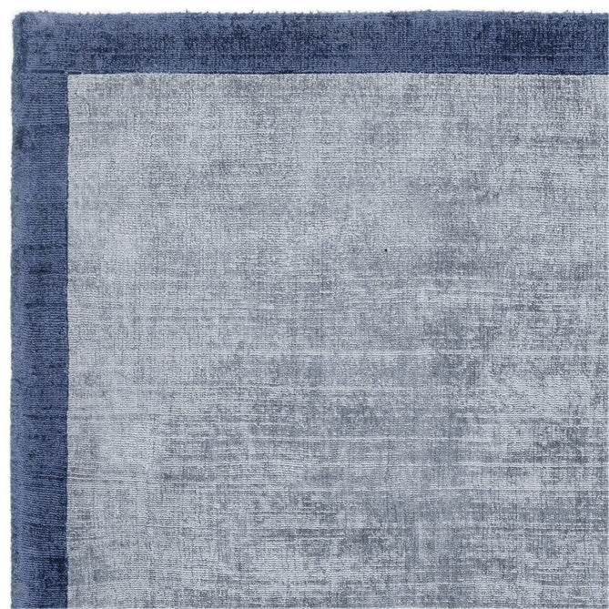 Blade Slim Border Modern Plain Distressed Tonal Metallic Shimmer Hand-Woven Soft Textured Tip Sheared Loop Pile Silky Viscose Flatweave Airforce Blue/Navy Border Rug-Asiatic Carpets-Rug Love - The Most Loved Rug Store