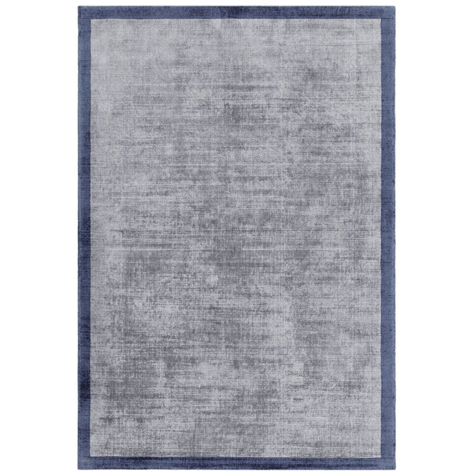 Blade Slim Border Modern Plain Distressed Tonal Metallic Shimmer Hand-Woven Soft Textured Tip Sheared Loop Pile Silky Viscose Flatweave Airforce Blue/Navy Border Rug-Asiatic Carpets-Rug Love - The Most Loved Rug Store
