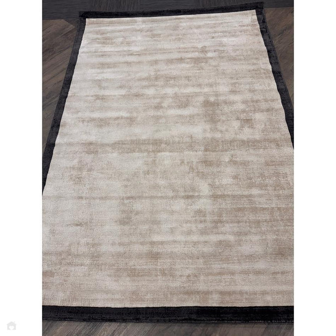 Blade Slim Border Modern Plain Distressed Tonal Metallic Shimmer Hand-Woven Soft Textured Tip Sheared Loop Pile Silky Viscose Flatweave Putty/Charcoal Border Rug 160 x 230 cm