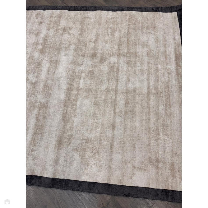 Blade Slim Border Modern Plain Distressed Tonal Metallic Shimmer Hand-Woven Soft Textured Tip Sheared Loop Pile Silky Viscose Flatweave Putty/Charcoal Border Rug-Asiatic Carpets-Rug Love - The Most Loved Rug Store