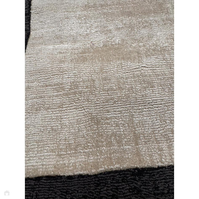 Blade Slim Border Modern Plain Distressed Tonal Metallic Shimmer Hand-Woven Soft Textured Tip Sheared Loop Pile Silky Viscose Flatweave Putty/Charcoal Border Rug-Asiatic Carpets-Rug Love - The Most Loved Rug Store