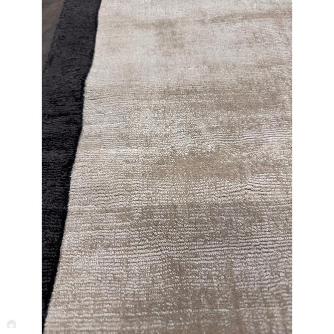 Blade Slim Border Modern Plain Distressed Tonal Metallic Shimmer Hand-Woven Soft Textured Tip Sheared Loop Pile Silky Viscose Flatweave Putty/Charcoal Border Rug-Asiatic Carpets-Rug Love - The Most Loved Rug Store