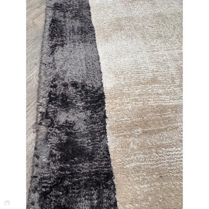 Blade Slim Border Modern Plain Distressed Tonal Metallic Shimmer Hand-Woven Soft Textured Tip Sheared Loop Pile Silky Viscose Flatweave Putty/Charcoal Border Rug-Asiatic Carpets-Rug Love - The Most Loved Rug Store