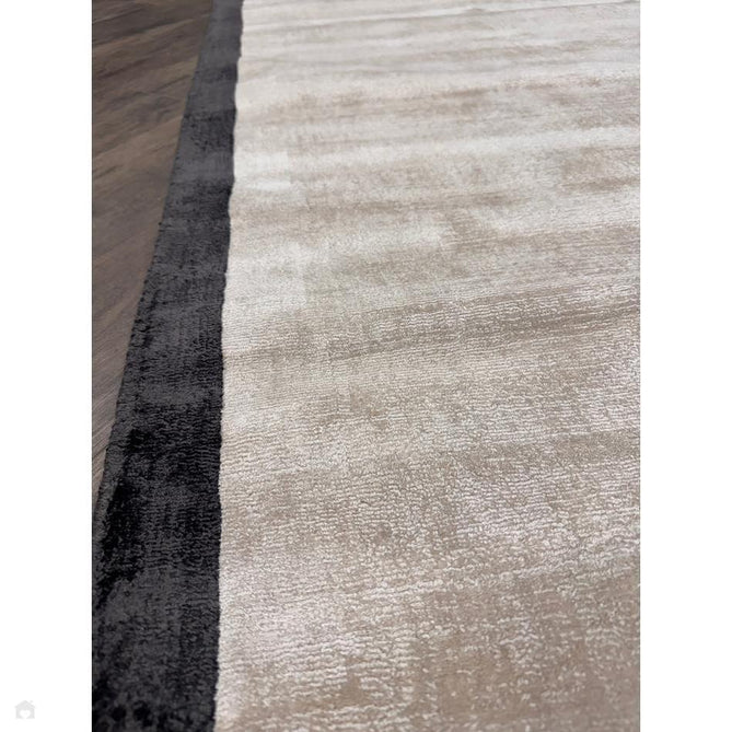Blade Slim Border Modern Plain Distressed Tonal Metallic Shimmer Hand-Woven Soft Textured Tip Sheared Loop Pile Silky Viscose Flatweave Putty/Charcoal Border Rug-Asiatic Carpets-Rug Love - The Most Loved Rug Store