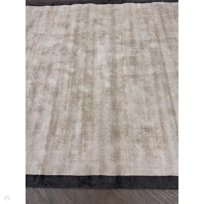 Blade Slim Border Modern Plain Distressed Tonal Metallic Shimmer Hand-Woven Soft Textured Tip Sheared Loop Pile Silky Viscose Flatweave Putty/Charcoal Border Rug-Asiatic Carpets-Rug Love - The Most Loved Rug Store