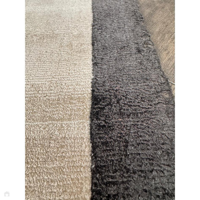 Blade Slim Border Modern Plain Distressed Tonal Metallic Shimmer Hand-Woven Soft Textured Tip Sheared Loop Pile Silky Viscose Flatweave Putty/Charcoal Border Rug-Asiatic Carpets-Rug Love - The Most Loved Rug Store