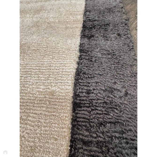 Blade Slim Border Modern Plain Distressed Tonal Metallic Shimmer Hand-Woven Soft Textured Tip Sheared Loop Pile Silky Viscose Flatweave Putty/Charcoal Border Rug-Asiatic Carpets-Rug Love - The Most Loved Rug Store